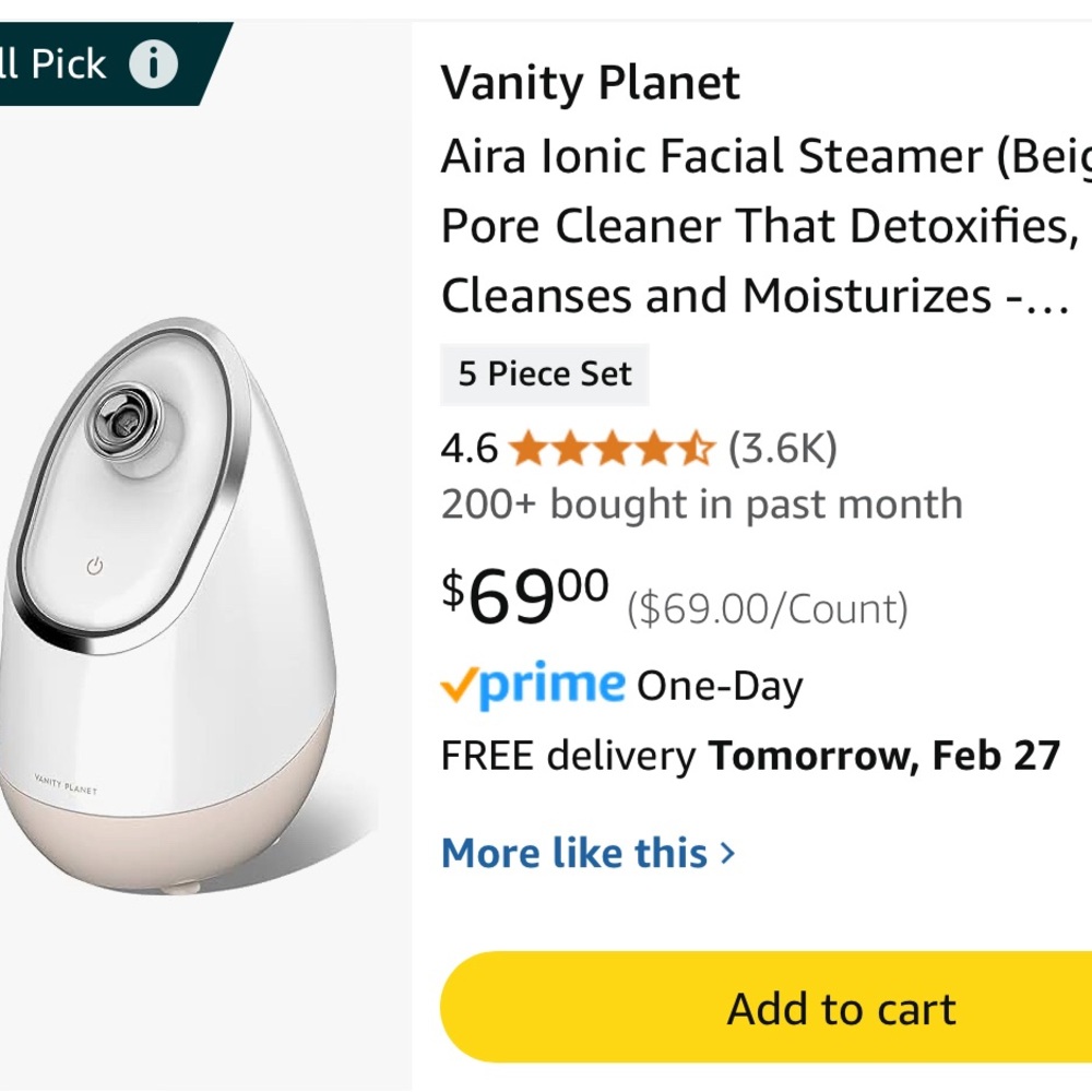 Vanity Planet Facial Steamer in White and Gray - Open box deal**